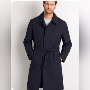 Hart Schaffner Marx Men’s Black Wool Blend Trench Coat Size 42R Classic Overcoat